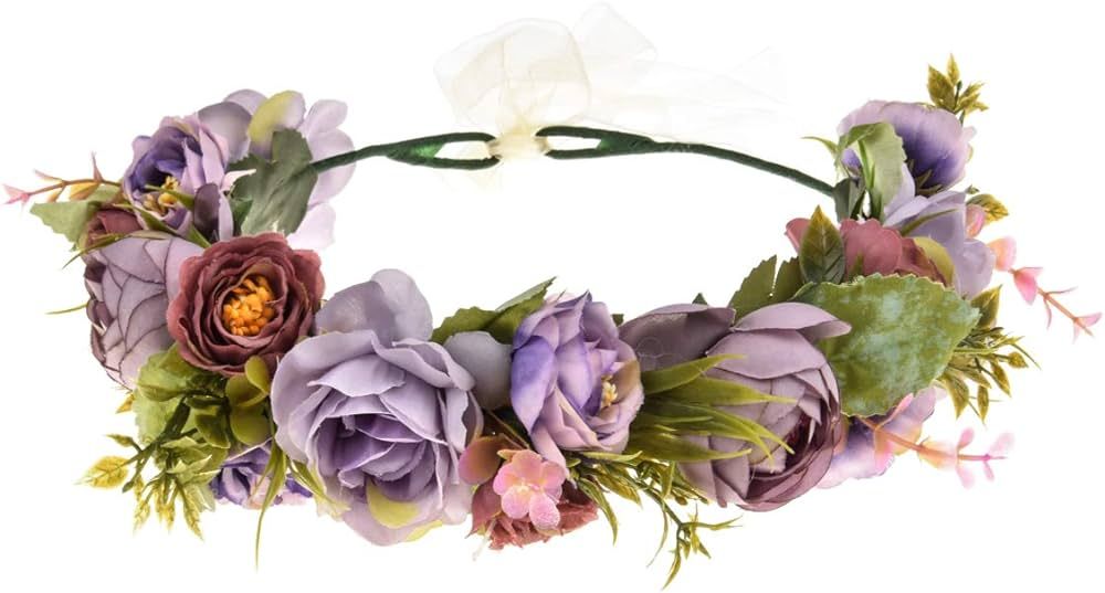 Vividsun Adjustable Flower Crown Floral Headpiece Floral Crown Wedding Festivals Photo Props (Cam... | Amazon (US)