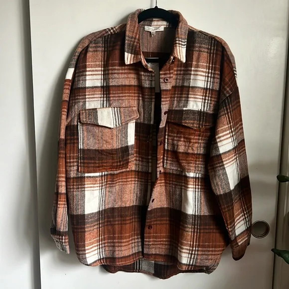 NWT 12th Tribe Nightfall Rust Plaid Shacket Jacket Button Down - Wool Blend M/L | Poshmark