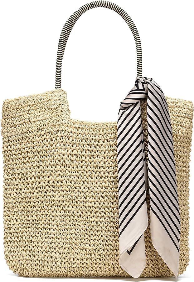 Rejolly Straw Tote Bag for Women Beach Summer Vacation Boho Rattan Handbags Large Woven Shoulder ... | Amazon (US)