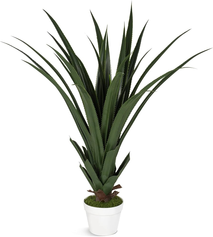 39.4 Inch Artificial Agave Plant, Realistic Faux Spiked Agave Tree with Lifelike Leaves and Moss ... | Amazon (US)
