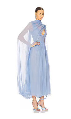 Helsa The Sabine Dress in Silk Chiffon in Hydrangea Blue from Revolve.com | Revolve Clothing (Global)