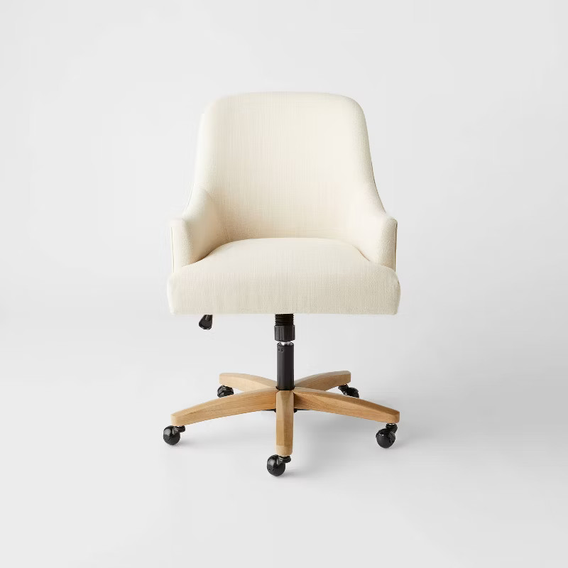 Santa Monica Rounded Back Upholstered Office Chair Cream - Threshold™ designed with Studio ... | Target