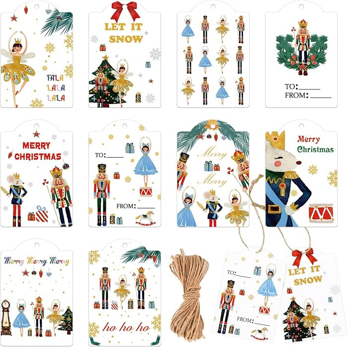 Yeaqee 120 Pcs Nutcracker Christmas Gift Tags with String Holiday Paper Name Tags Nutcracker Favo... | Amazon (US)