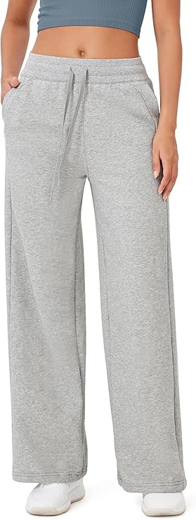 ODODOS Women's Fleece Lined Wide Leg Jogger Pants with Pockets Mid-Rise Relaxed Pull-On Sweatpant... | Amazon (US)