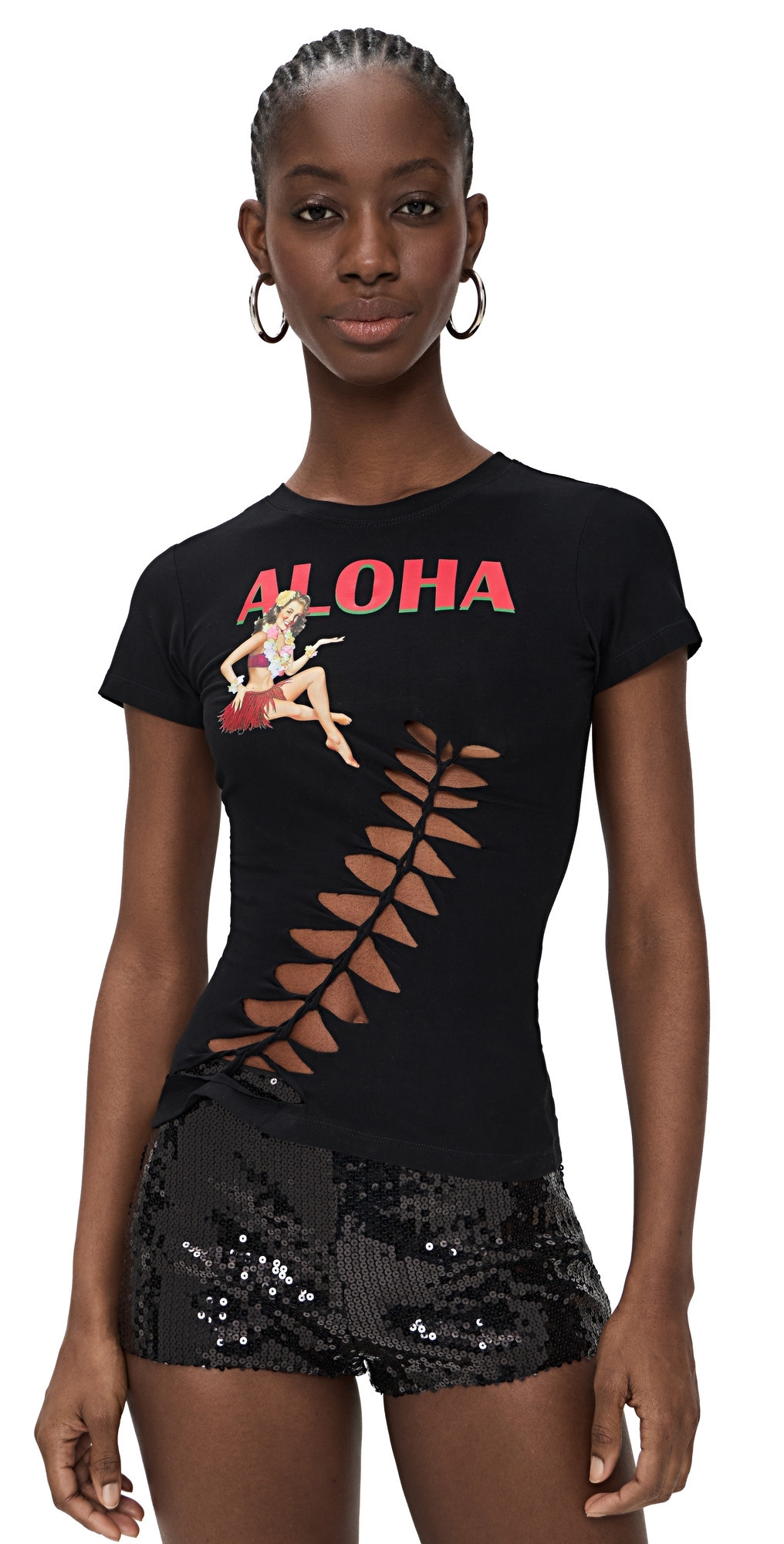 Leslie Amon Aloha Tee Black S | Shopbop