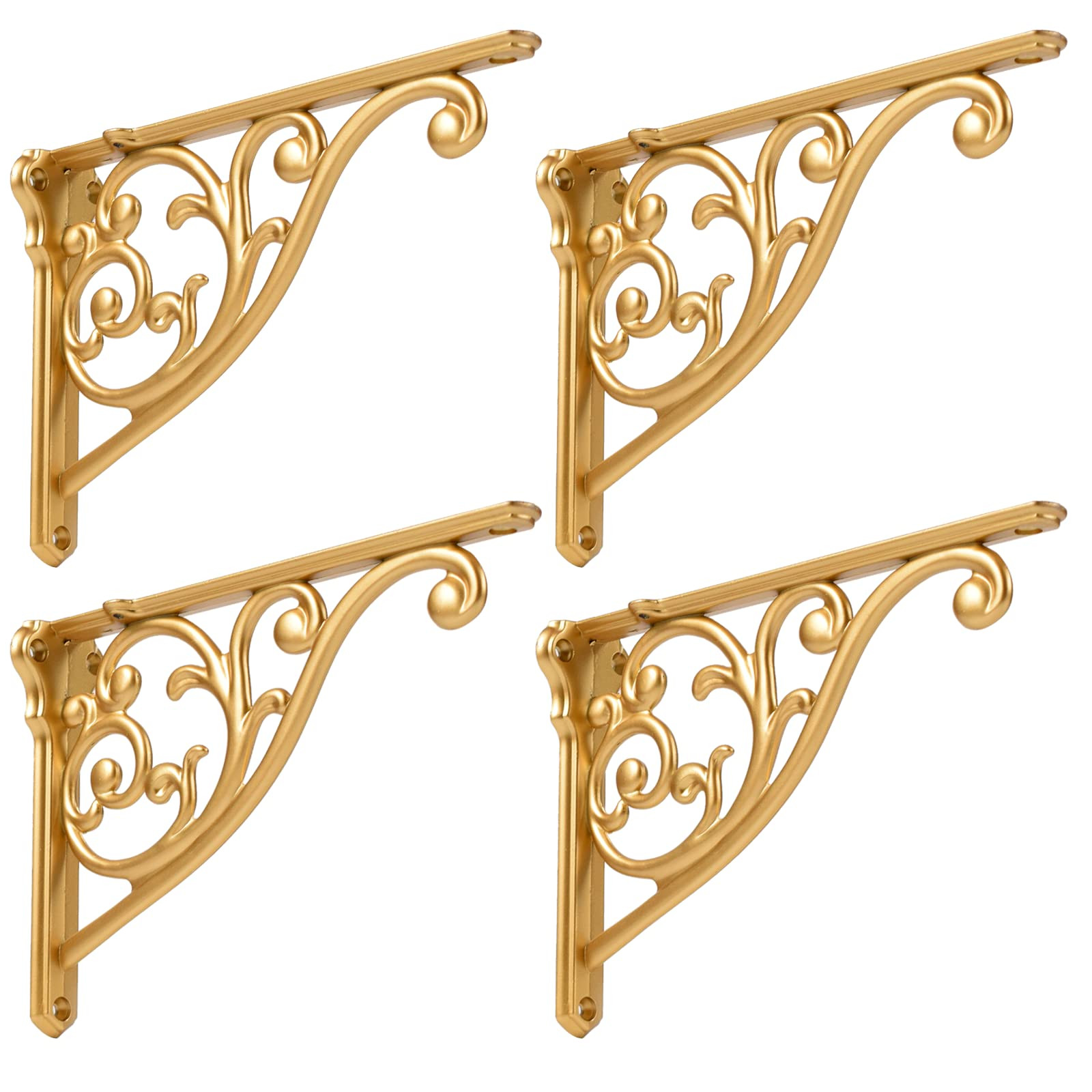 Gold Shelf Brackets 5 Inch 4PCS Heavy Duty Antique Gold Wall Bracket Baroque Kitchen Decorative R... | Amazon (US)