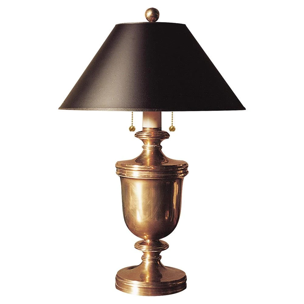 Visual Comfort Classical Antique Burnished Brass Black Shade Table Lamp | Kathy Kuo Home