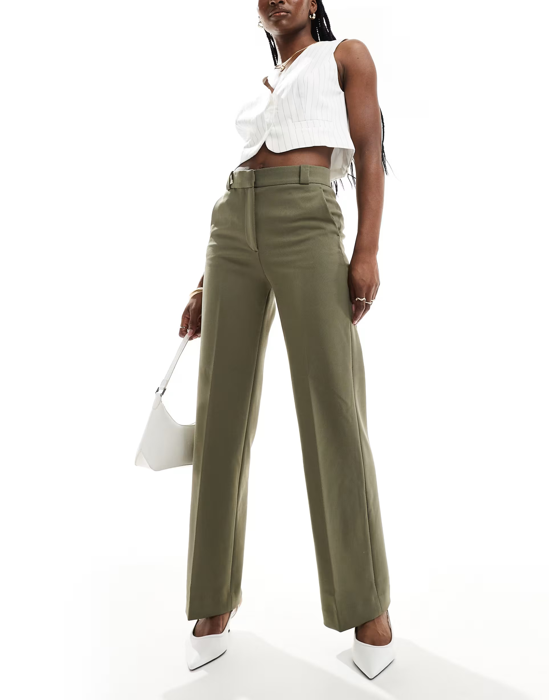 & Other Stories tailored flared trousers in khaki | ASOS (Global)