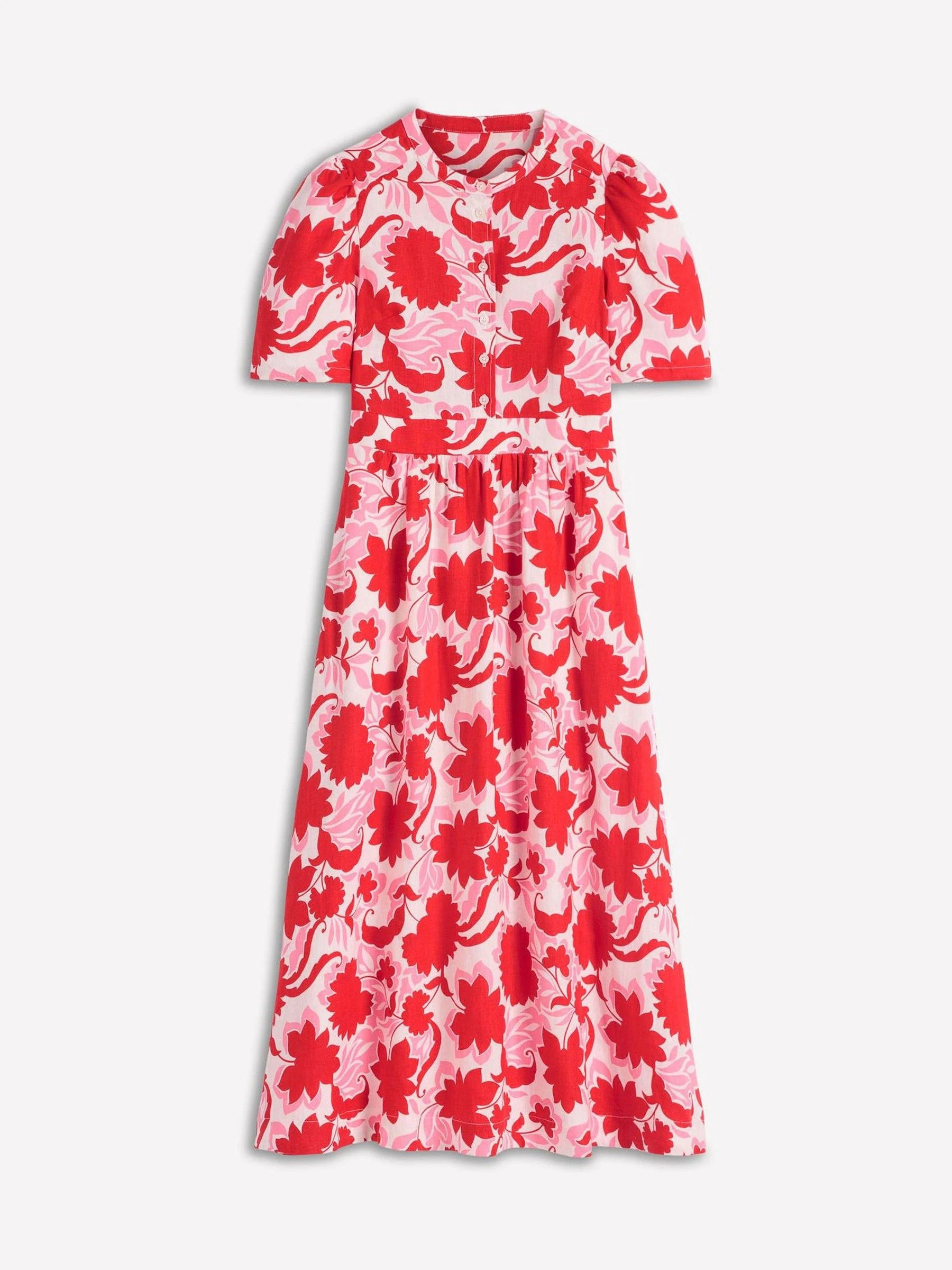 Boden Boden Red Ivy Linen Midi Dress | Next US
