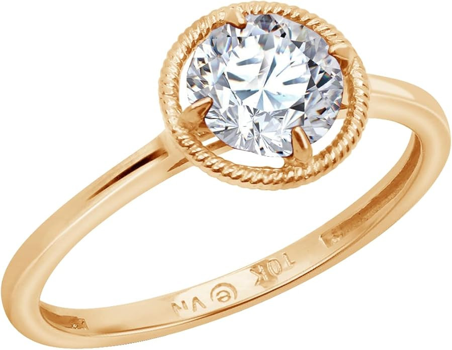 Amazon Collection 10k Gold Imported Crystal March Birthstone Ring | Amazon (US)