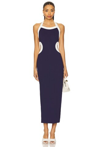 Lovers and Friends Eliza Midi Dress in Navy & White from Revolve.com | Revolve Clothing (Global)