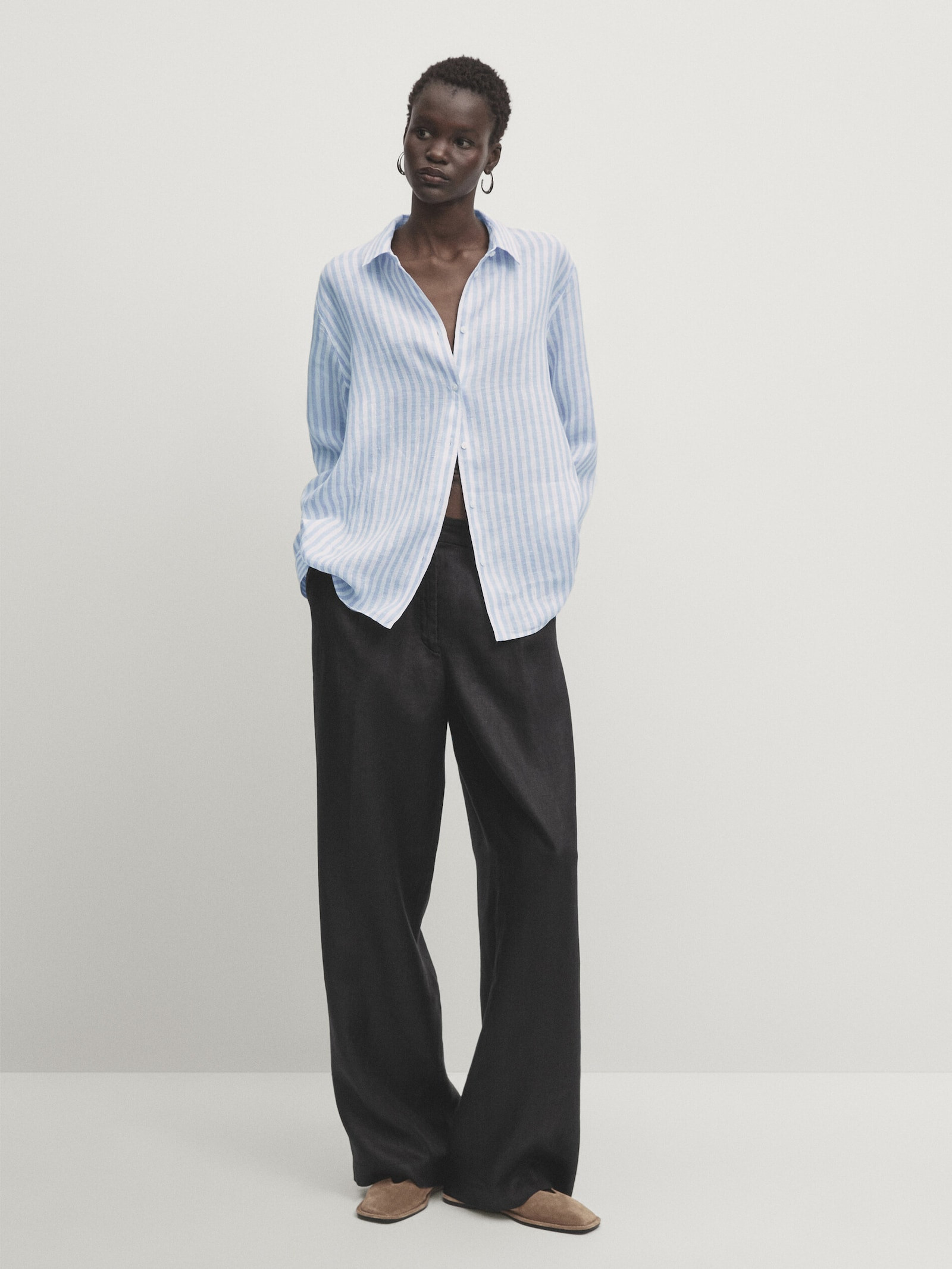 100% linen striped shirt | Massimo Dutti UK