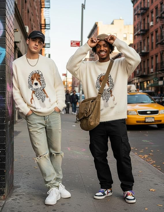 Aelfric Eden Graphic Sweater Cute Dog Sweaters Vintage Oversized Crewneck Knit Pullover Streetwea... | Amazon (US)