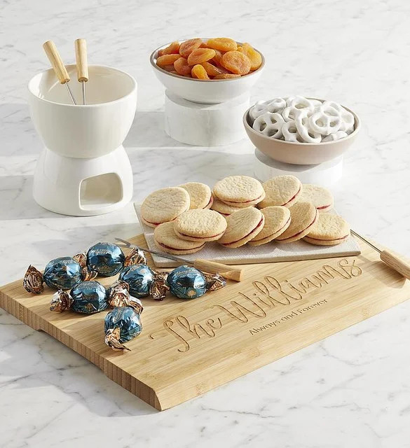 Mini Fondue Gift Set with Personalized Bamboo Cutting Board | Harry & David