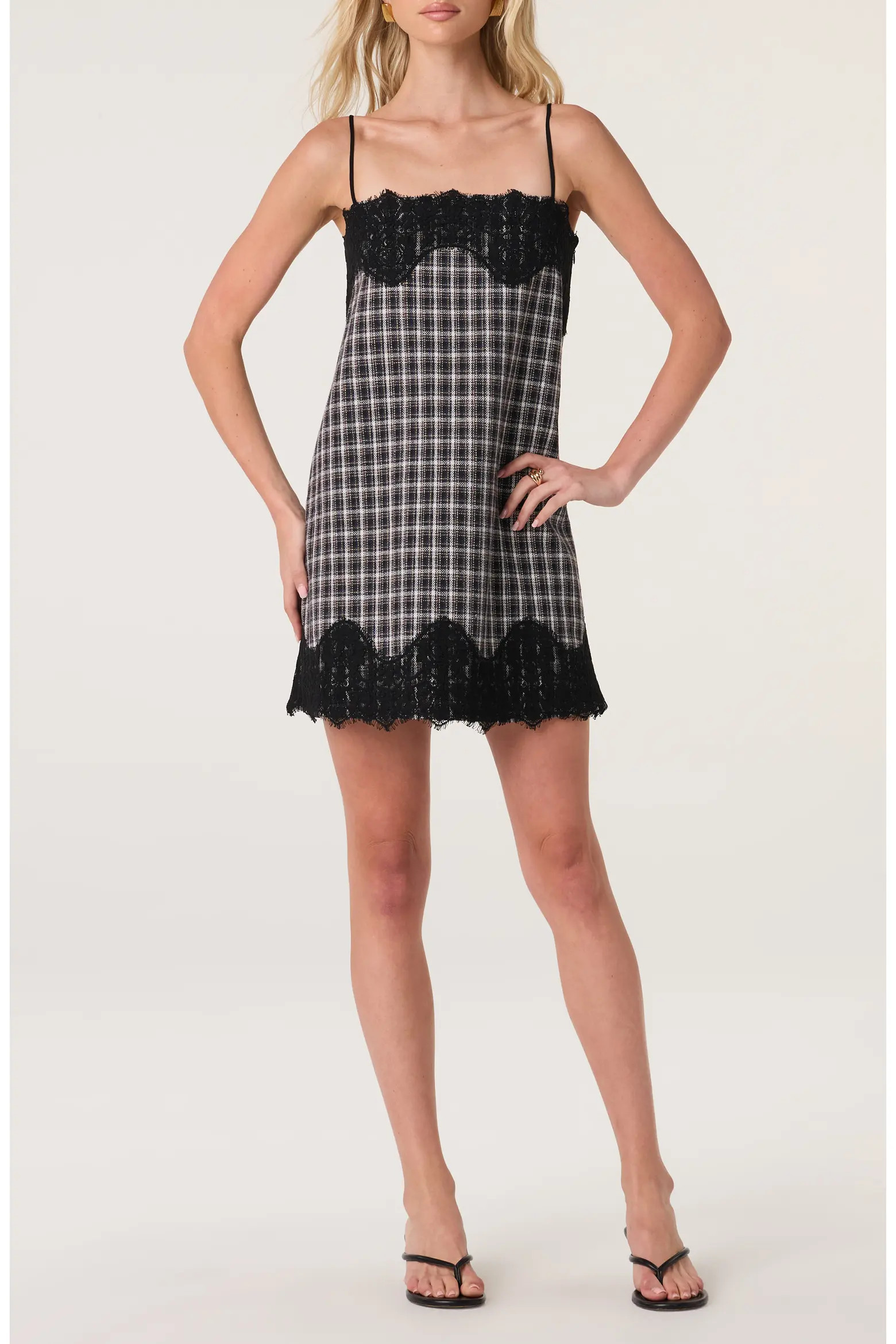 ASTR the Label Aitana Lace Trim Plaid Slipdress (Women) | Nordstrom | Nordstrom