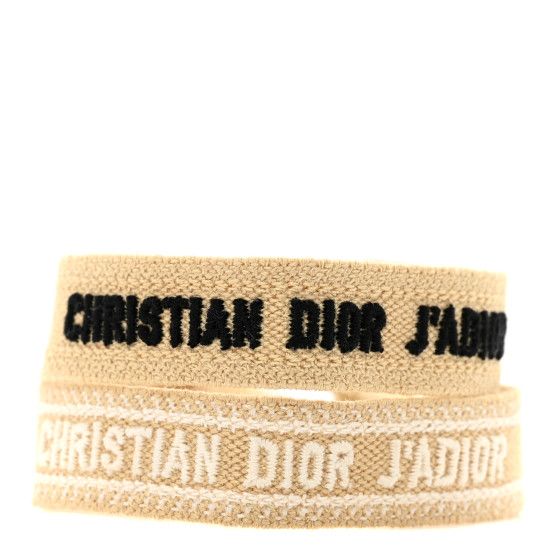 Christian Dior Woven Cotton J'Adior Friendship Bracelet Set Beige Black | FASHIONPHILE (US)