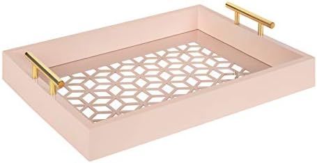 Kate and Laurel Caspen Rectangle Cut Out Pattern Decorative Tray with Gold Metal Handles, 16.5" x... | Amazon (US)