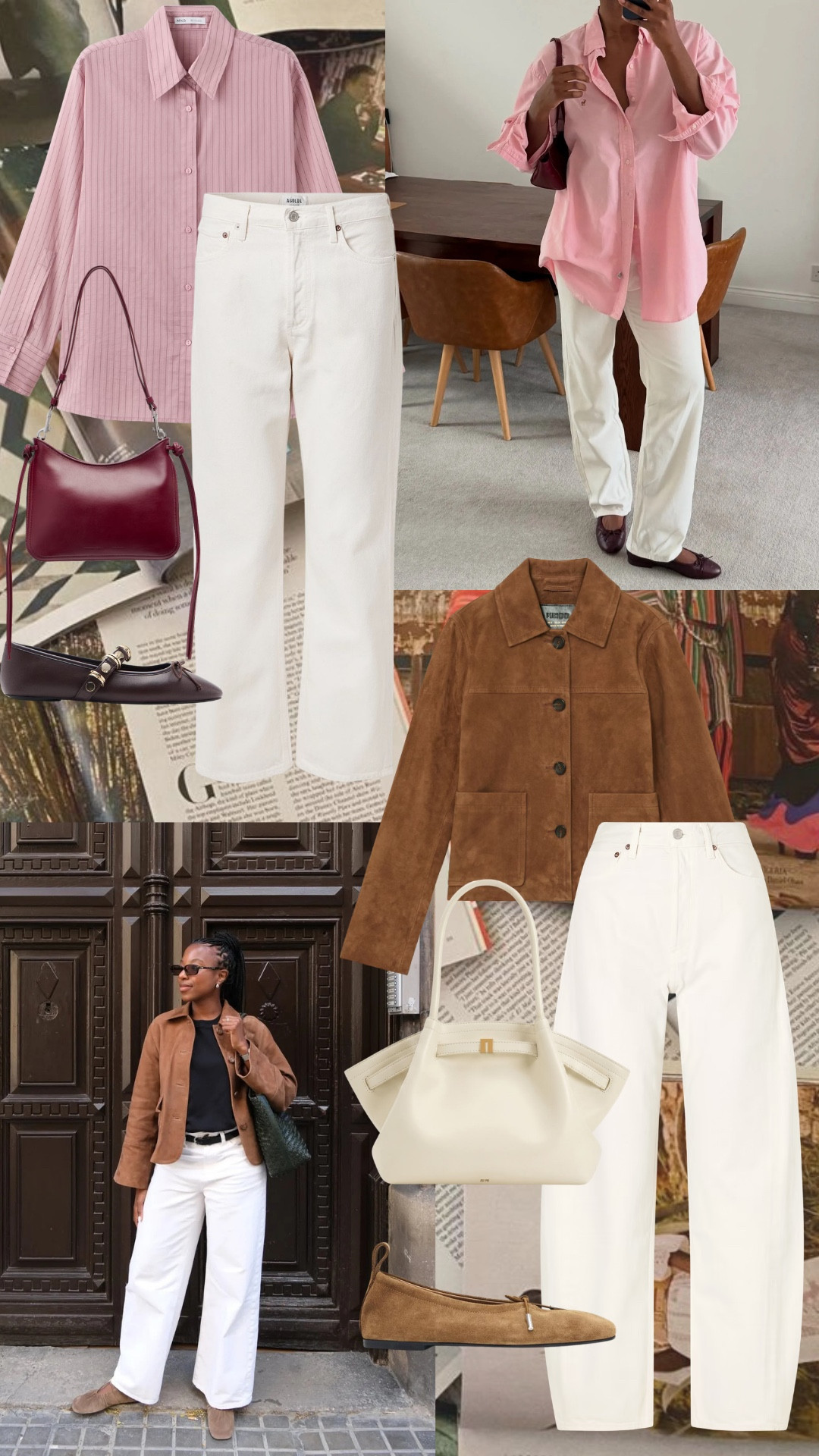 Soft Neutrals, Rich Accents

A fresh take on everyday dressing built around white denim. From a blush oversized shirt paired with burgundy accessories to a suede jacket styled with cream and tan pieces, this edit balances softness, warmth and polish for an effortless transitional wardrobe.

soft neutrals, white jeans, blush pink shirt, suede jacket, burgundy bag, cream handbag, brown flats, everyday style, casual chic, transitional dressing, autumn outfit, minimal wardrobe, polished casual, outfit inspiration, capsule style

#LTKFashionMonth #LTKworkwear #LTKstyletip