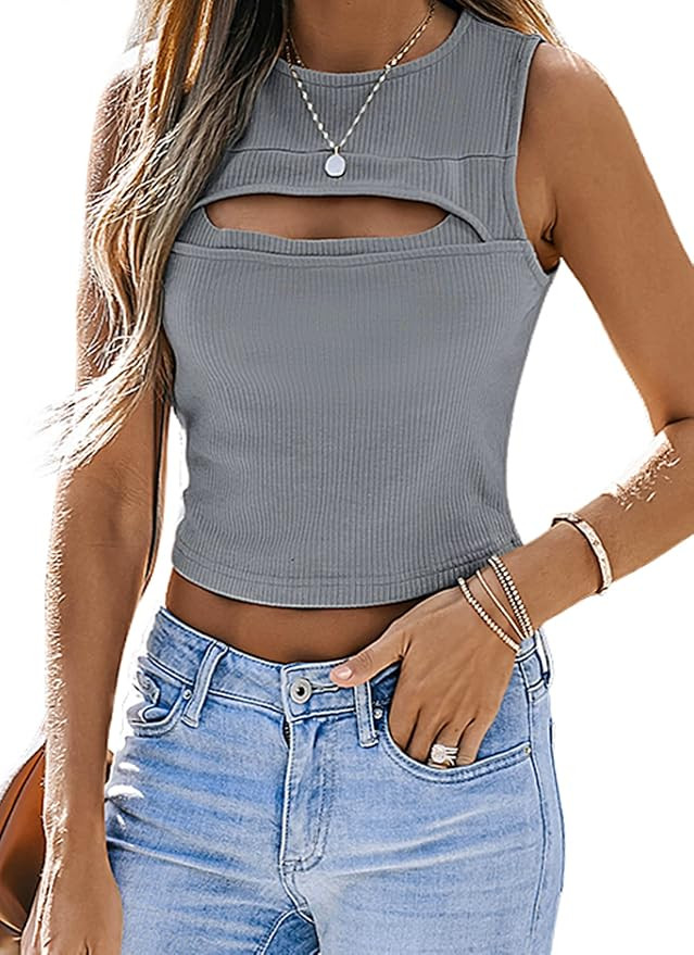BLENCOT Women Sleelveless Cropped Tops Ribbed Summer Y2k Knit Tank Top Slim Solid Camis Shirts | Amazon (US)