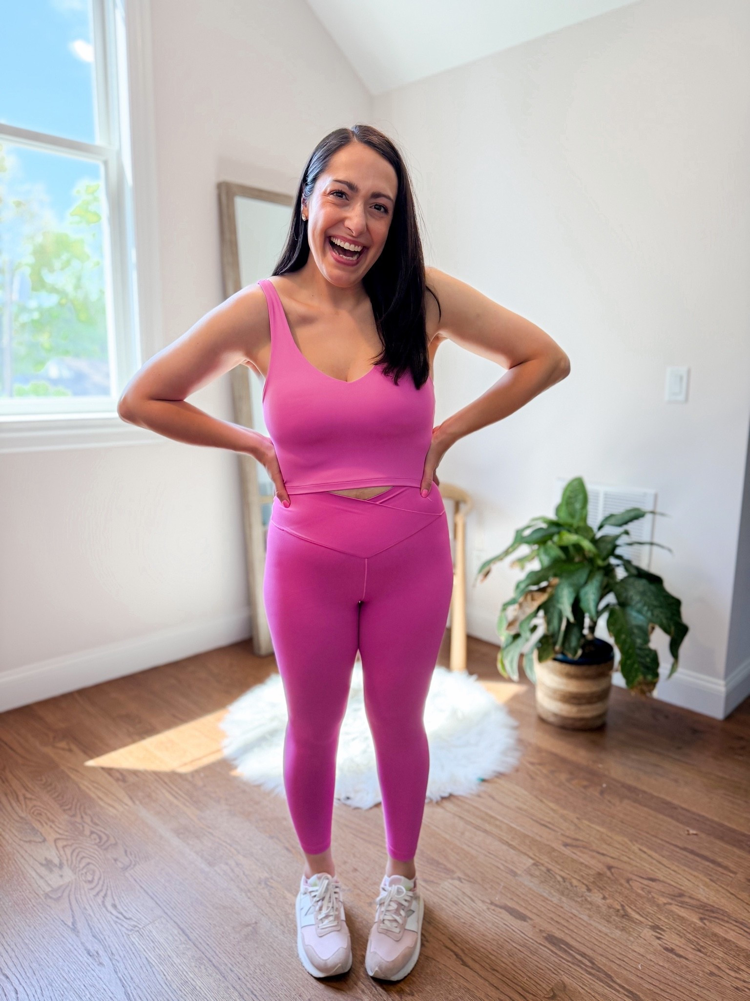 Aerie activewear 
Sports bra: medium
Leggings: medium short

#LTKmomlife #LTKActive #LTKPetite