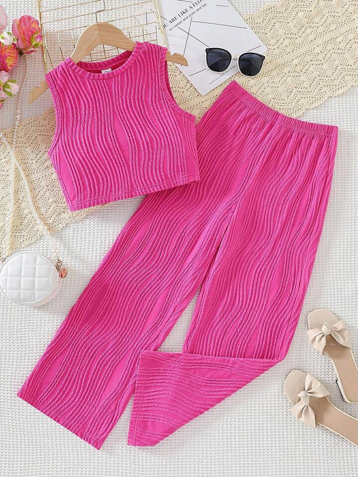 SHEIN Tween Girls' Solid Color Casual 2pcs/Set | SHEIN