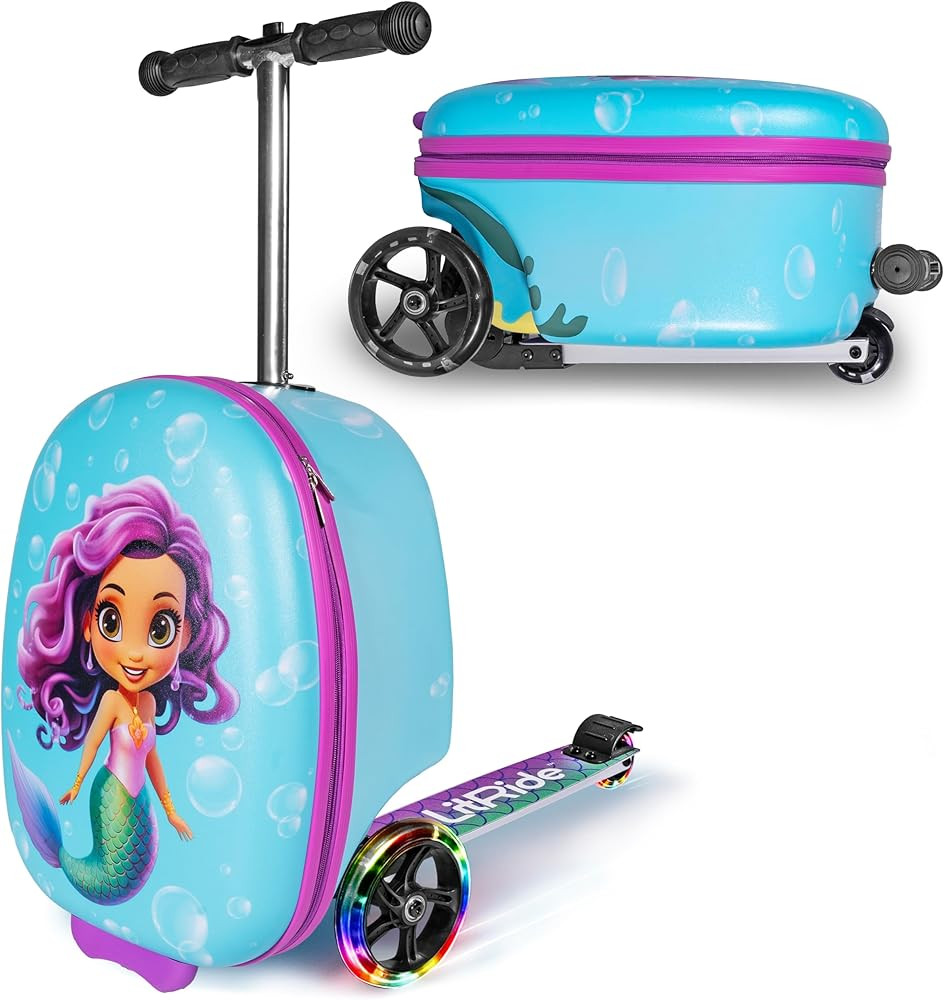 Hardshell Kids Ride-On Luggage with Scooter Suitcase – Carry-On Compliant with LED Light-Up Whe... | Amazon (US)