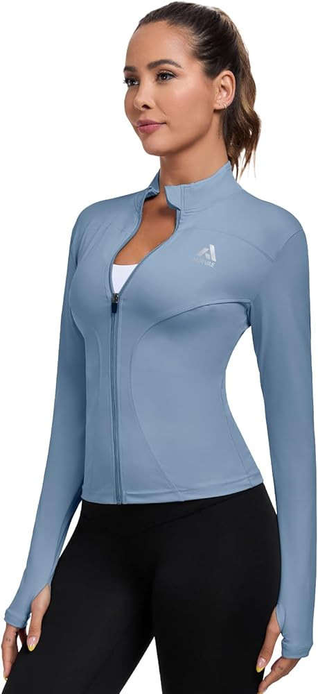 AURVAE Women's Workout Jacket, Womens Cropped Lightweight Running Jackets, Zip Slim Fit Athletic ... | Amazon (US)
