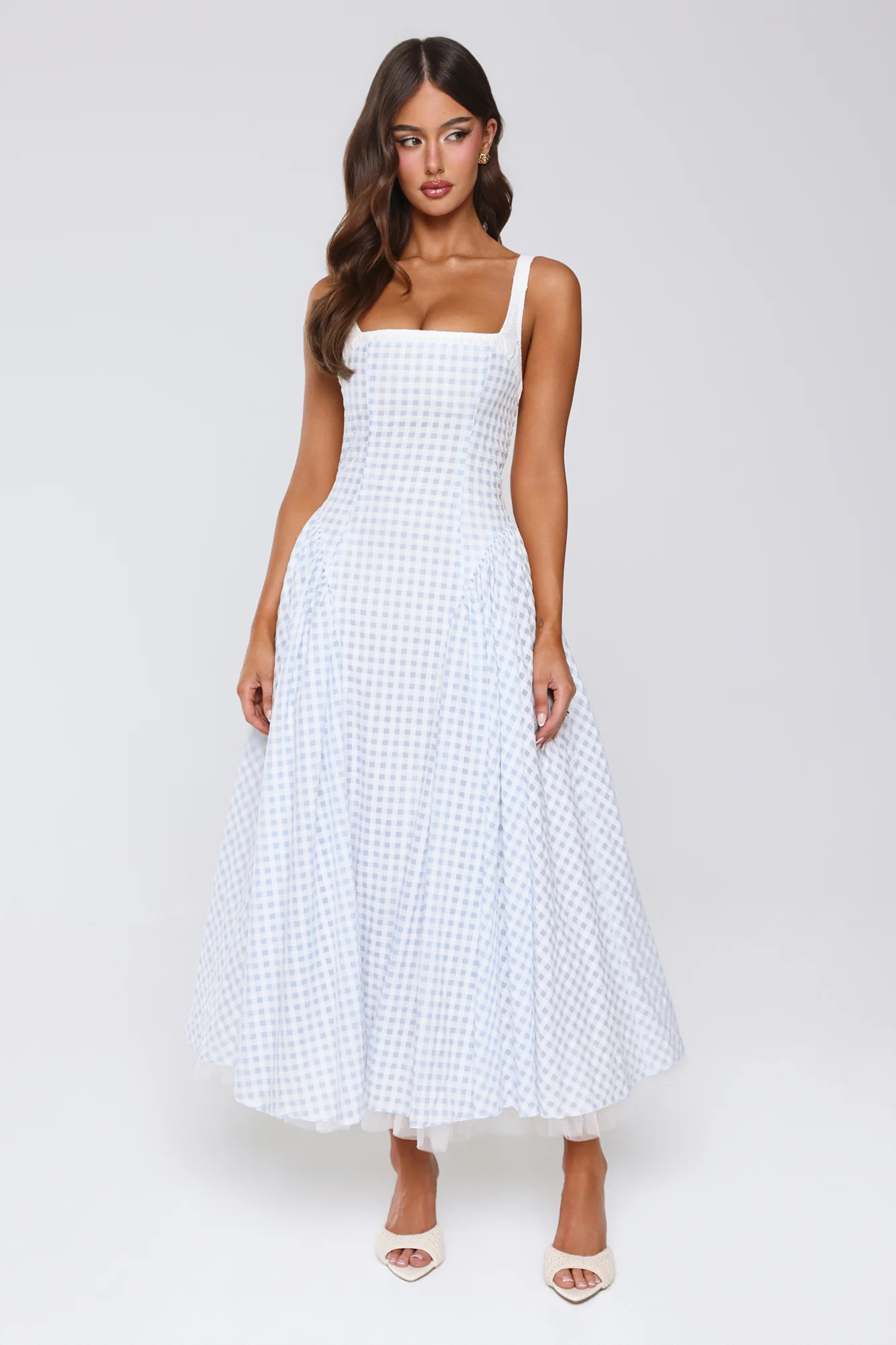 Vintage Vows Gingham Maxi Dress Blue | Hello Molly (US)