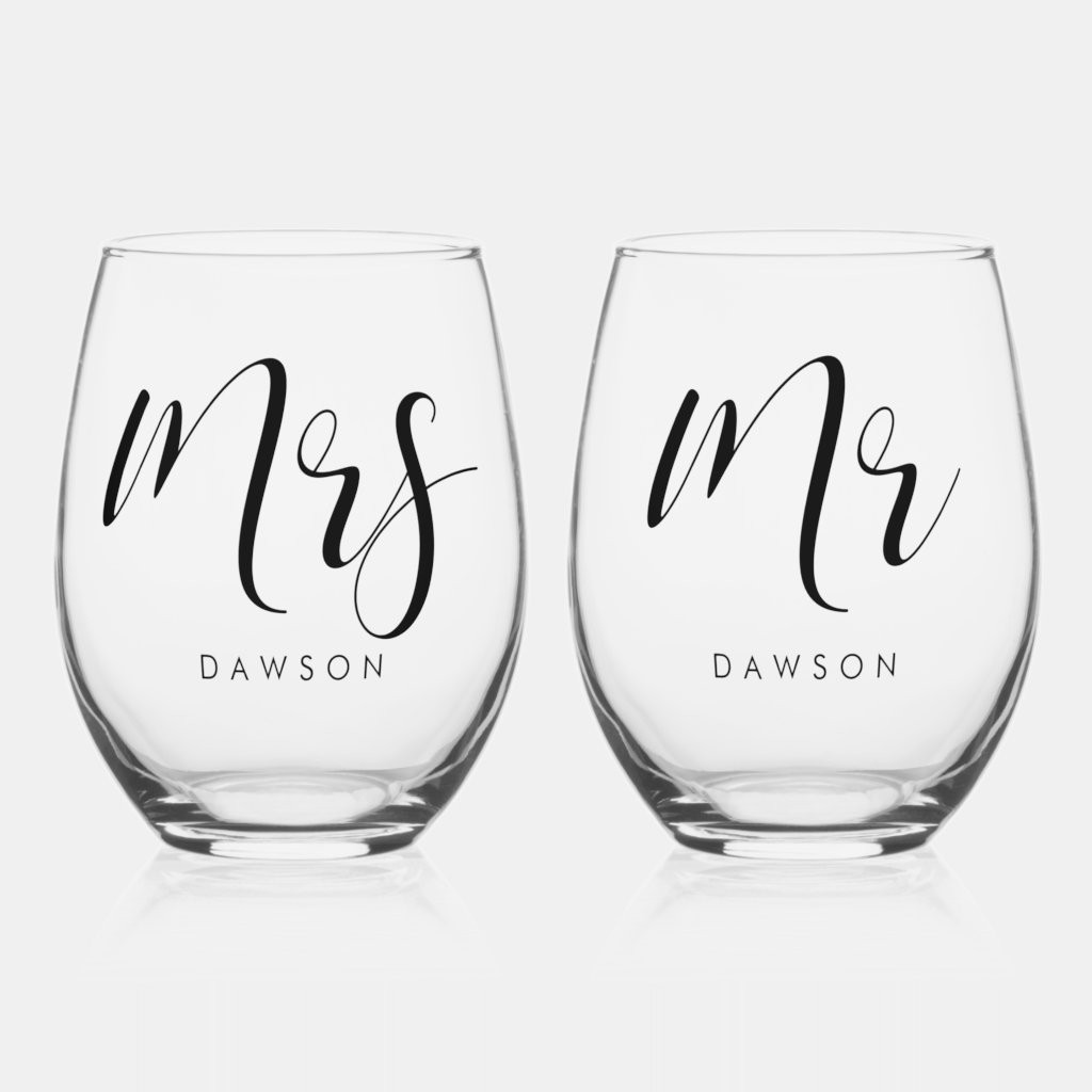 Simple and elegant Wedding Mr & Mrs Set | Zazzle