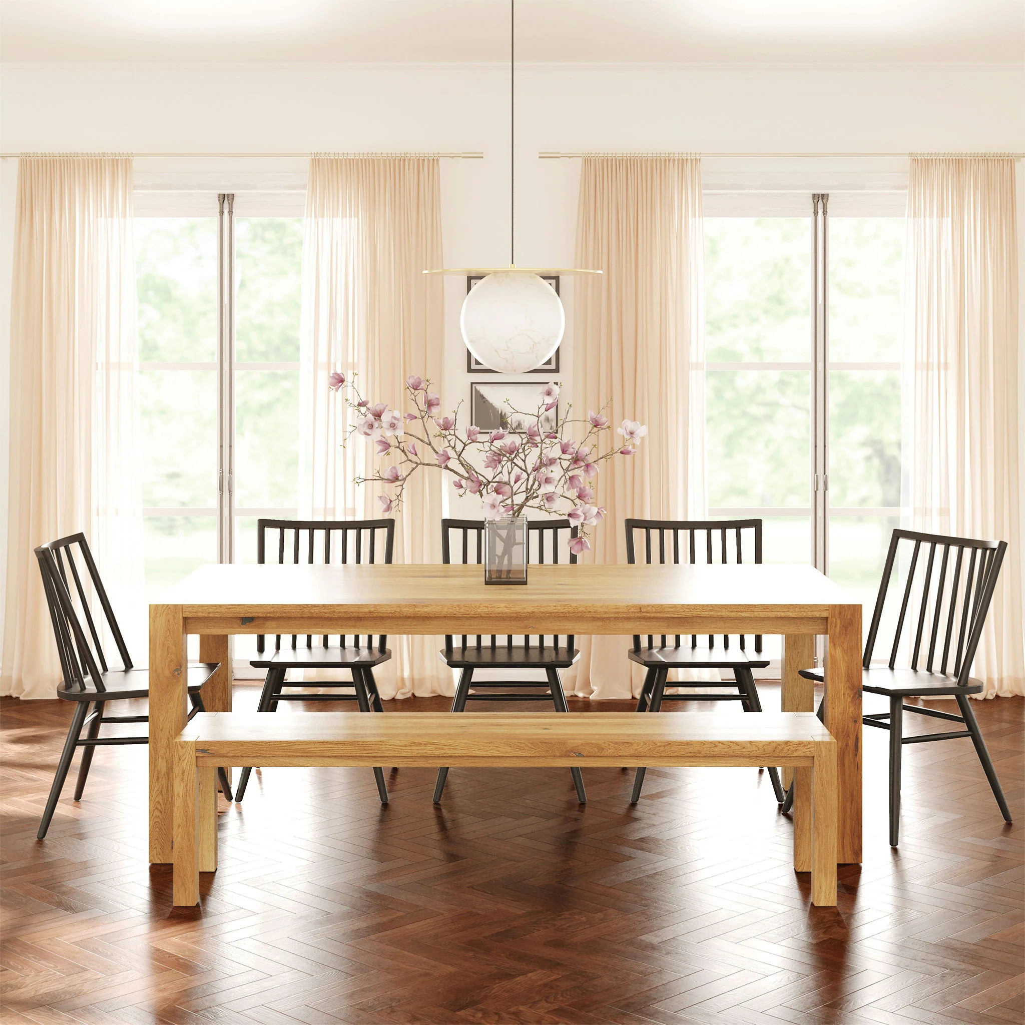 Poly and Bark Festa 71" Solid American Oak Bench | Bed Bath & Beyond