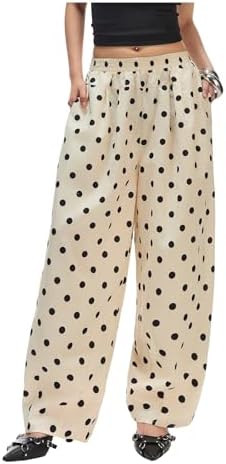 MakeMeChic Women's Polka Dots Wide Leg Pants Summer High Waisted Baggy Barrel Pants | Amazon (US)