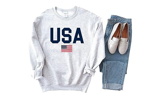 Up2ournecksinfabric USA Sweatshirt Fourth of July Red White and Blue America Top 4th of July Shir... | Amazon (US)