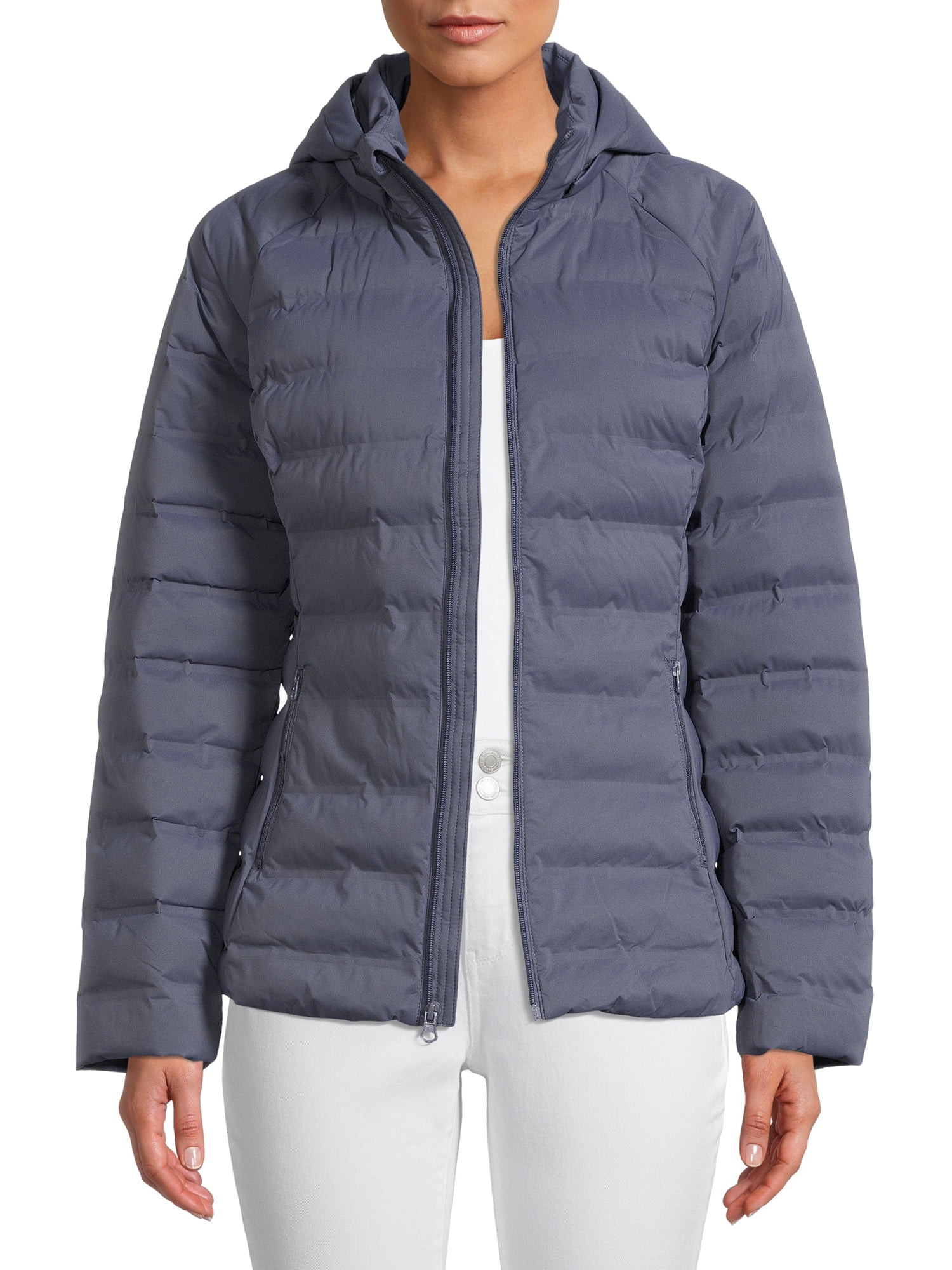 Time and Tru Women's Packable Stretch Zip Up Puffer Jacket - Walmart.com | Walmart (US)