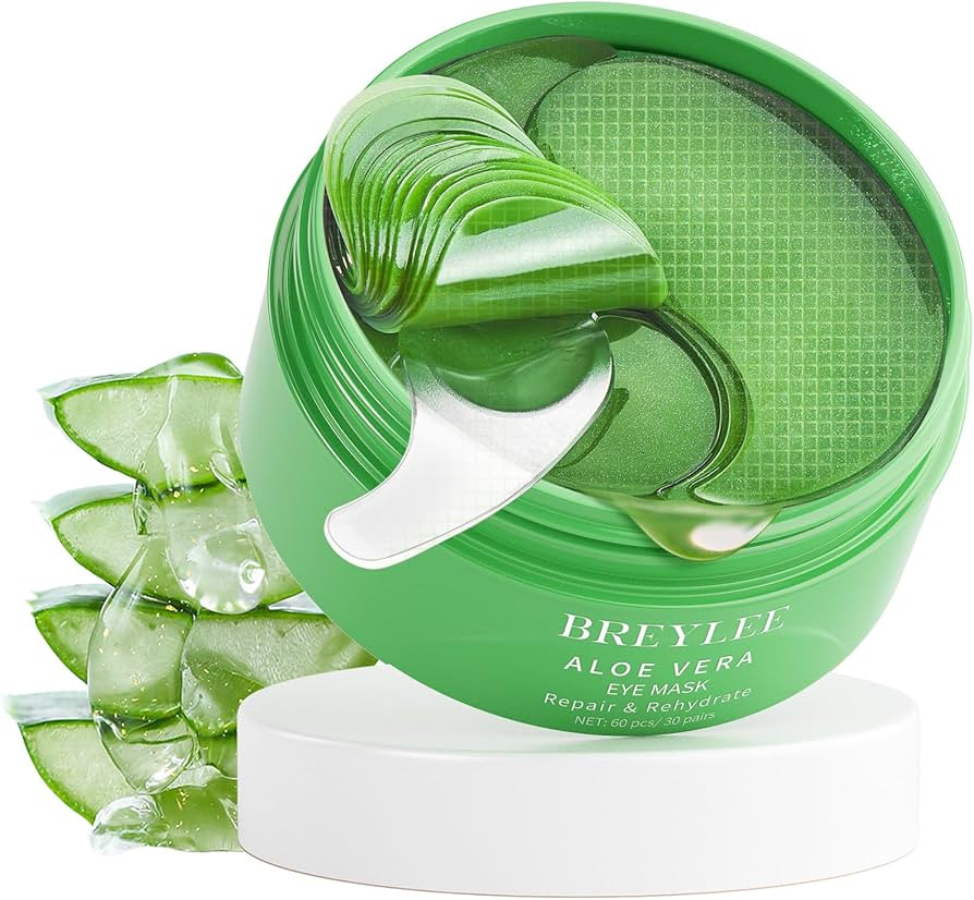 BREYLEE Aloe Vera Eye Masks - 60 Pcs - Reduce Puffy Eyes & Dark Circles, Firm & Improve Under Eye... | Amazon (US)