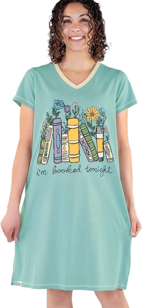 Lazy One Women's Novelty Nightshirt \u2013 Funny Cotton Nightgown, Cute V-neck Sleep Shirts, Wome... | Amazon (US)