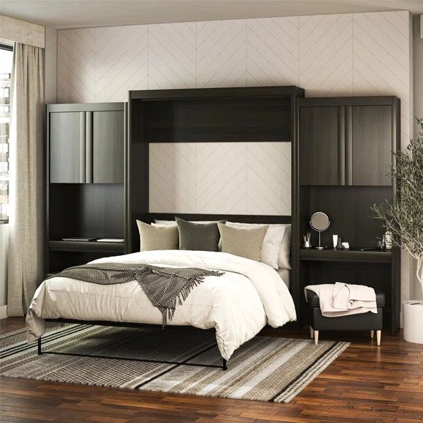 Wexford Murphy Storage Bed with 2 Vanity/Desk Storage Cabinets and Drawers | Wayfair North America