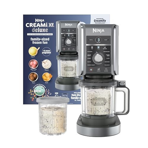 Ninja CREAMi Deluxe Ice Cream Maker | 11-in-1 Create Frozen Desserts, Sorbet, Milkshakes, Yogurt & More | Includes 2 Dishwasher Safe XL 24 Oz. Tubs with storage lids | Silver | NC501 | Amazon (US)