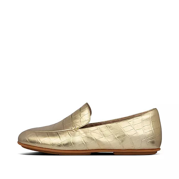 Croc-Embossed Leather Loafers | FitFlop (UK)