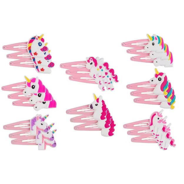 Juvale 24-Pack Pink Rainbow Unicorn Hair Clips Pins Anti-Slip Hairclips for Girls Party Favors | Target