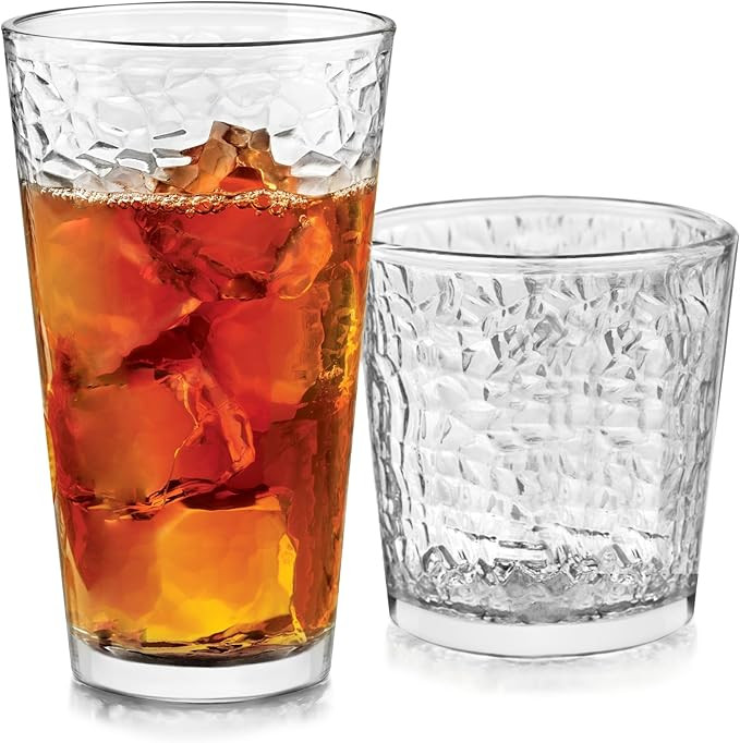 Libbey Yucatan Tumbler and Rock Glasses Set of 16, Textured Drinking | for Events and Everyday Us... | Amazon (US)