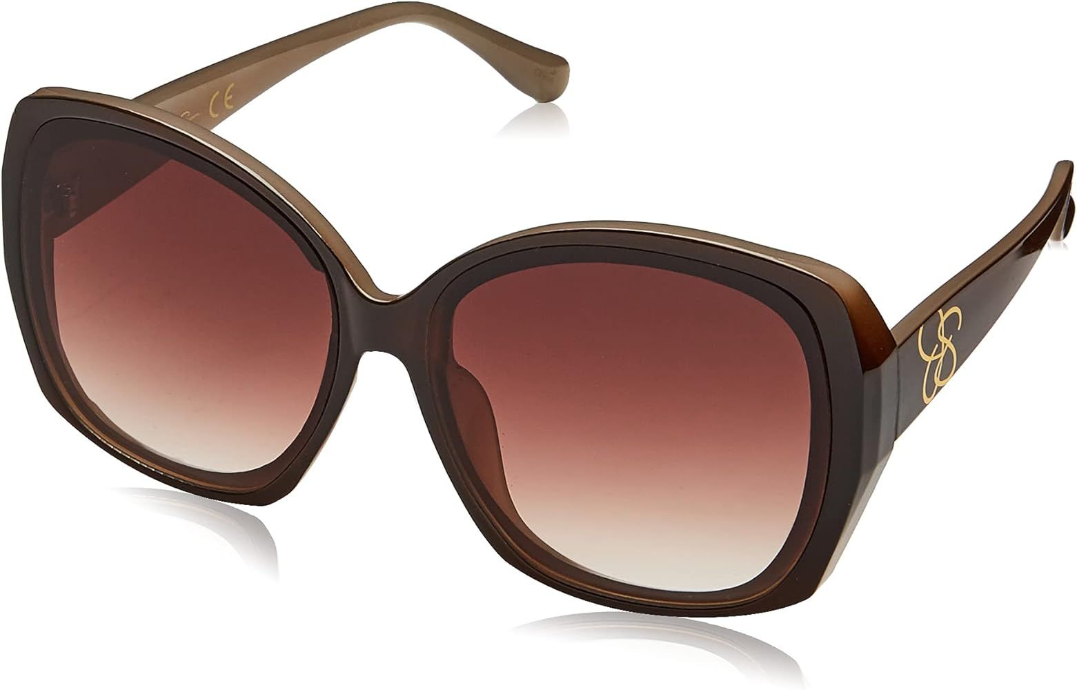Jessica Simpson Women's J5839 Two-Tone Geometric Sunglasses with Signature JS Temple Logo & 100% ... | Amazon (US)