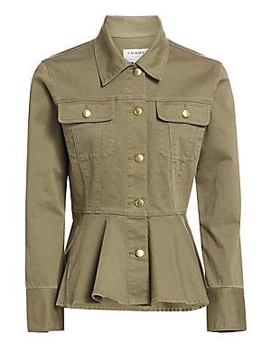 FrameFlounce Peplum JacketColor - Army GreenSize - Size Guide    Fit Predictor Your best size: Sm... | Saks Fifth Avenue