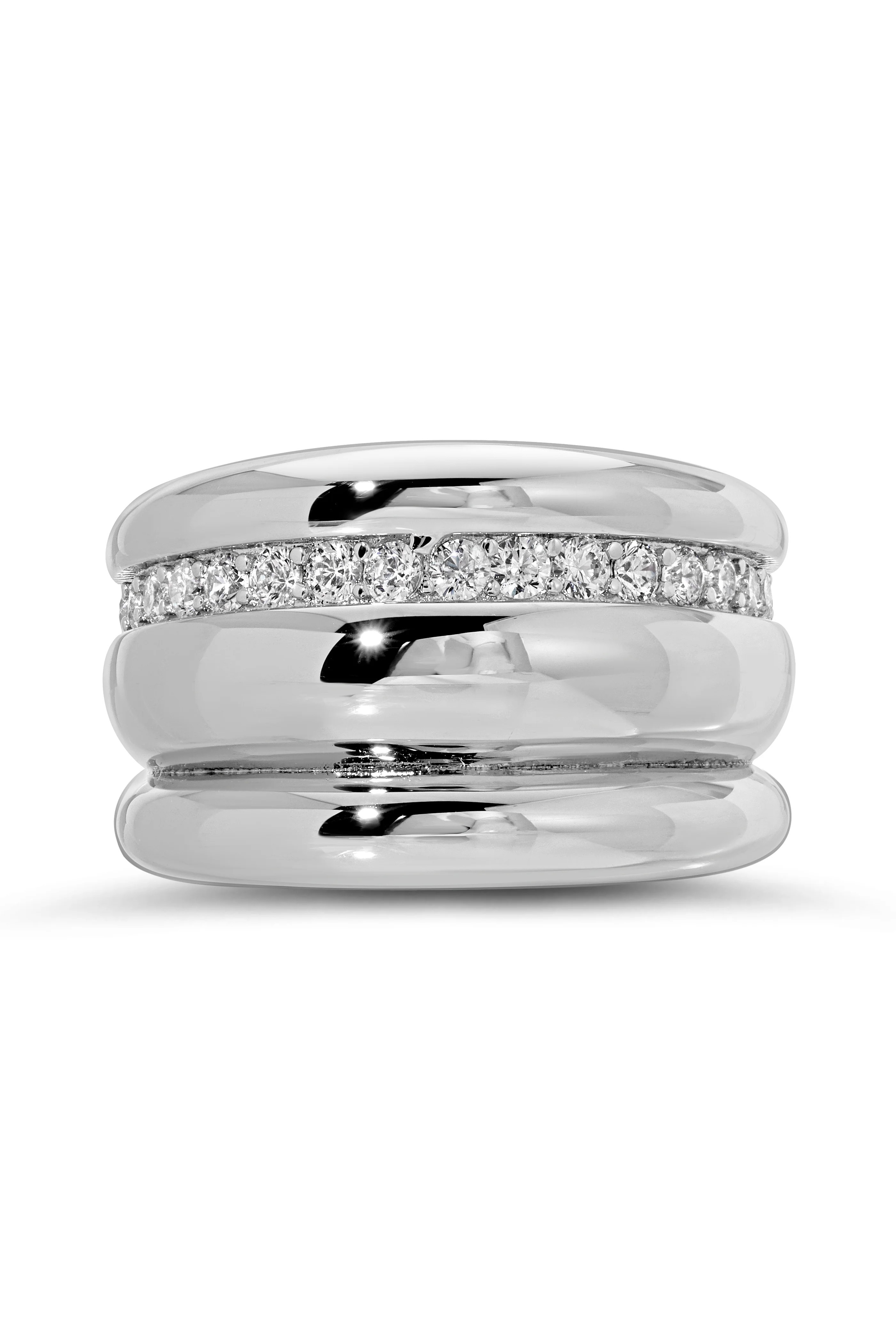 White Cz Triple Banded Dome Ring | Lili Claspe