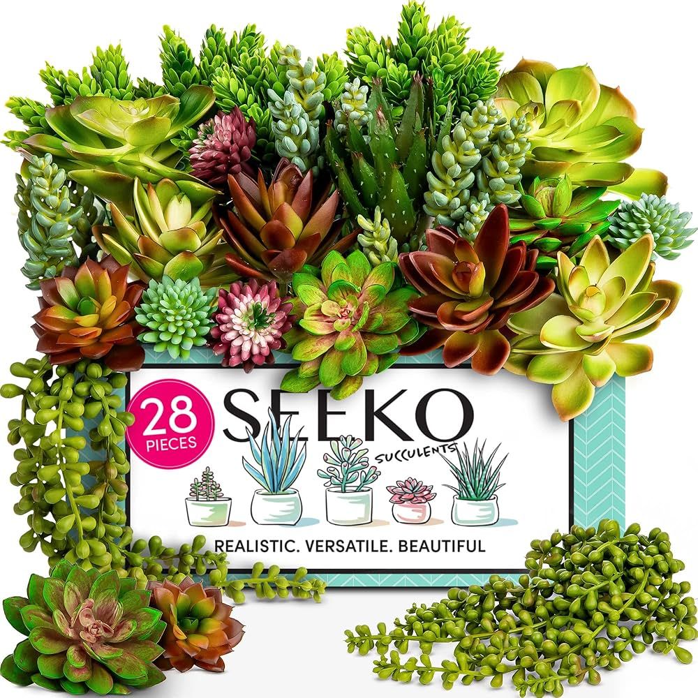 SEEKO Succulents Artificial Succulents -28 Pack- Premium Succulent Plants Artificial - Realistic ... | Amazon (US)