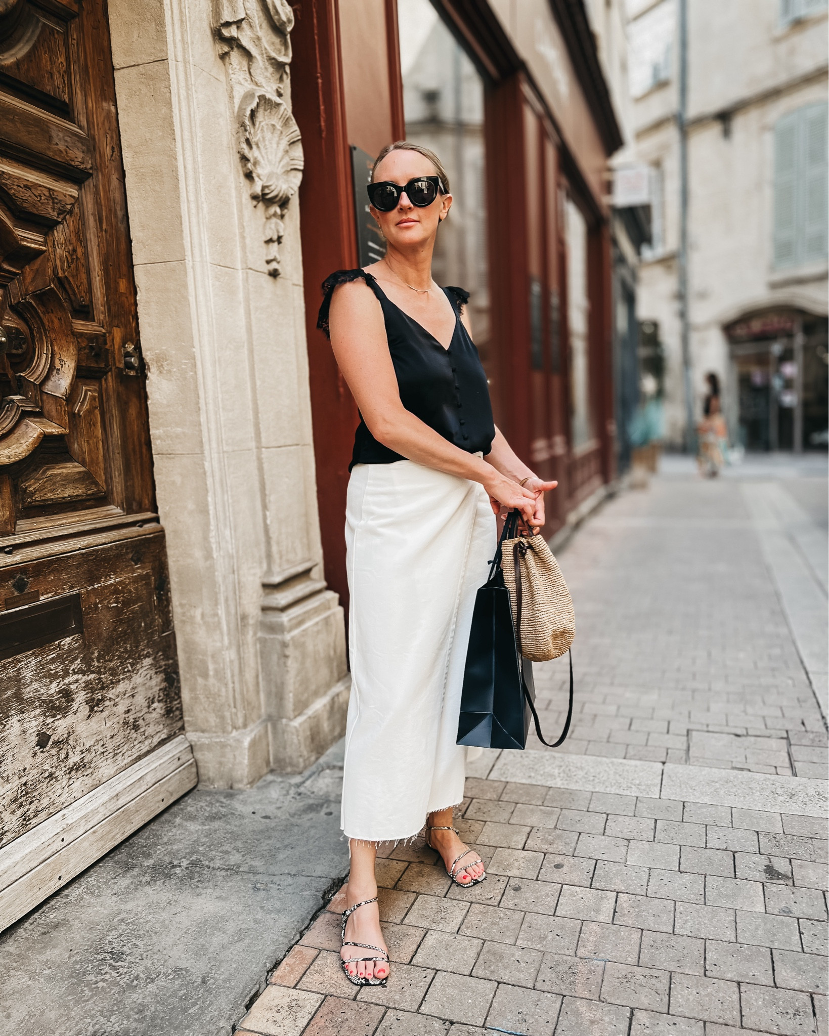 My favorite white denim skirt and silk tank  

#LTKTravel #LTKStyleTip #LTKOver40