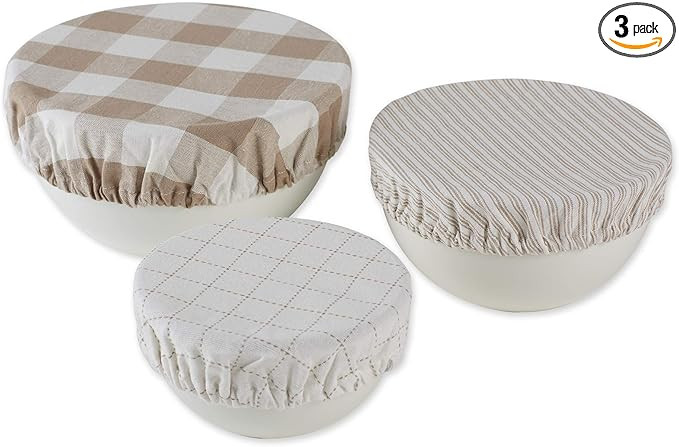 DII Reusable Cloth Bowl Cover Collection Machine Washable, Cotton with Elastic Stretch for Food S... | Amazon (US)
