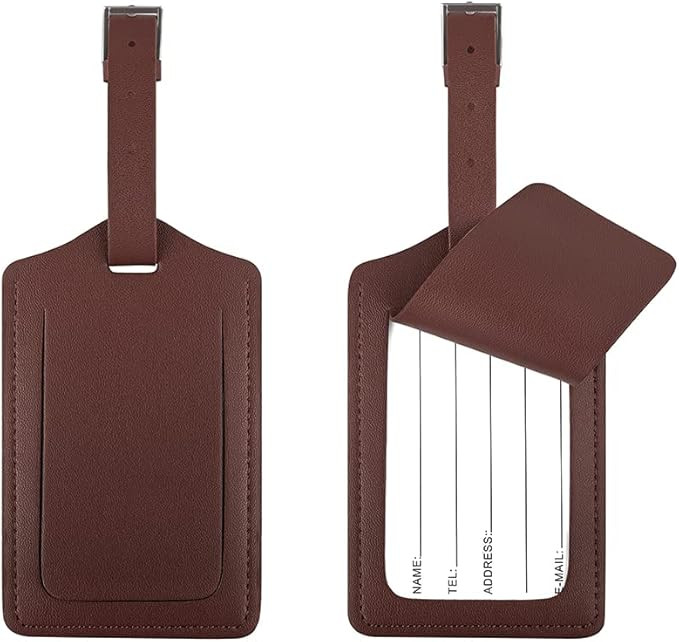 [2 Pack] Luggage Tags, Leather Case Luggage Bag Tags Travel Tags for Travel Bag Suitcase, Combo w... | Amazon (US)