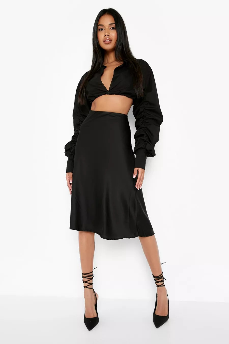 Satin Bias Cut Slip Midi Skirt | Boohoo.com (US & CA)