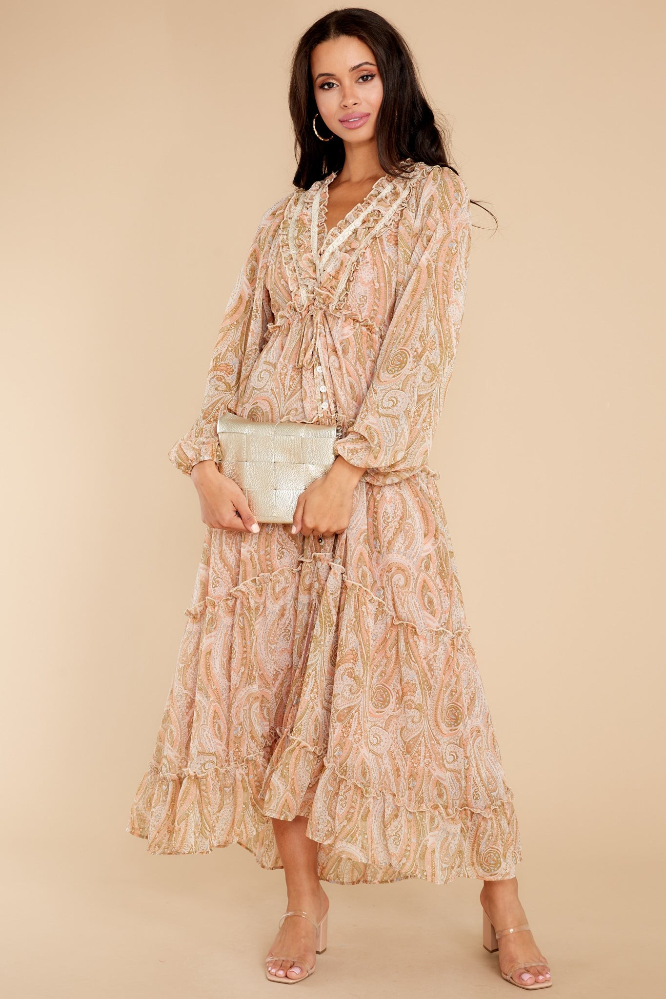 Entirely Yours Brown Multi Print Maxi Dress | Red Dress 