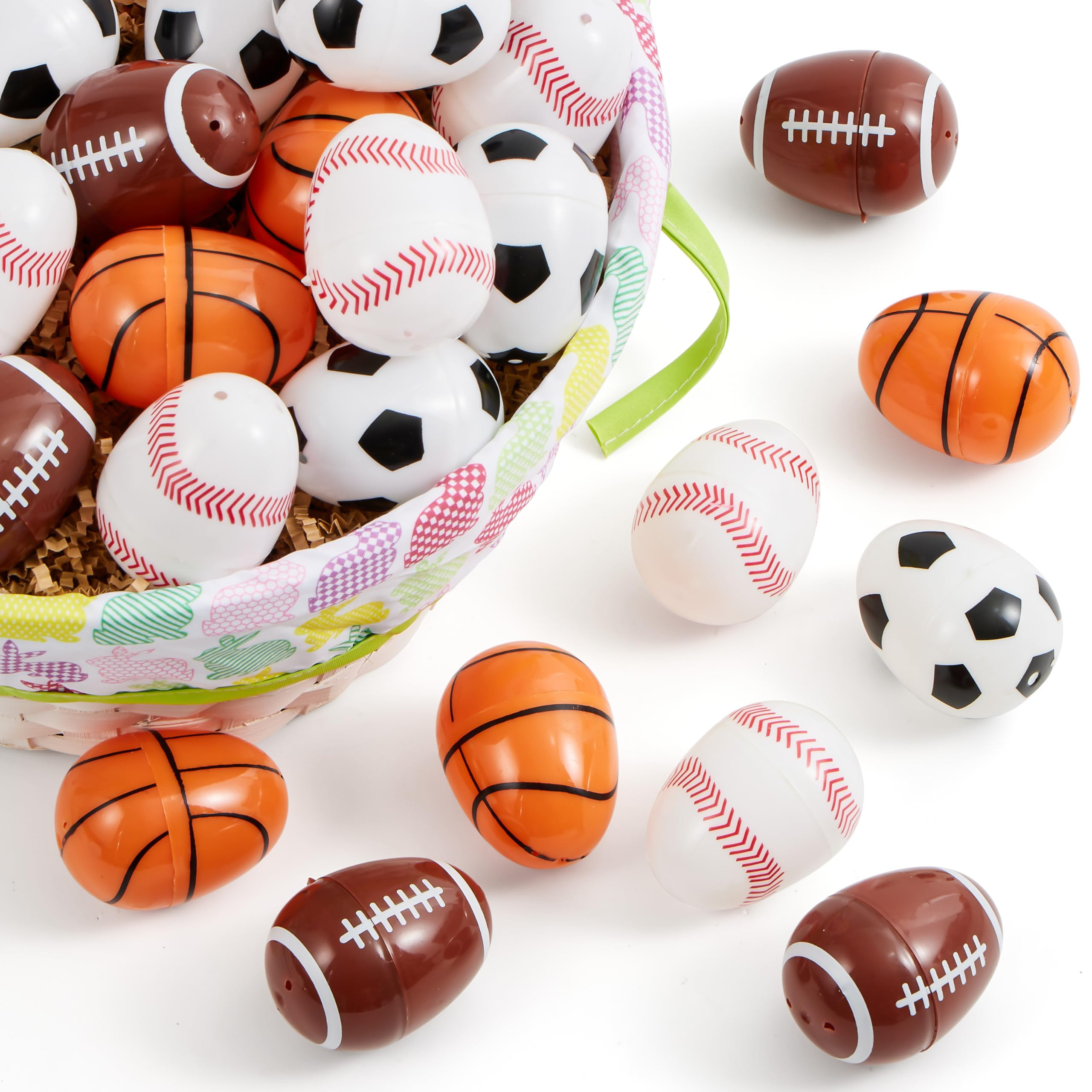 JOYIN 24 Pcs Plastic Easter Egg, 2.3" Assorted Sports Balls Egg Shells for Filling Specific Treats, Easter Theme Party Favor, Basket Stuffers Filler, Classroom Prize Supplies | Amazon (US)